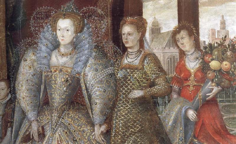 unknow artist Queen Elizabeth i leads in Peace and Plenty from a Garden china oil painting image